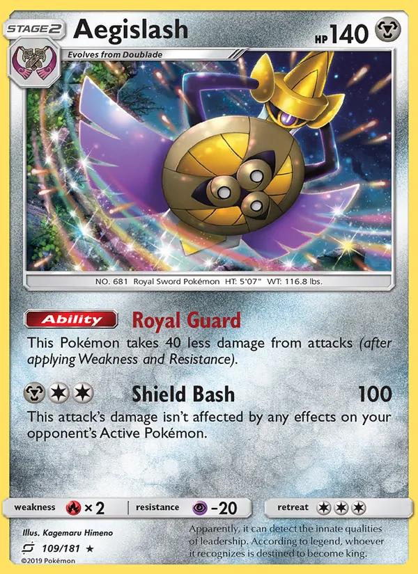 Kartu Aegislash dari Team Up, nomor 109/181