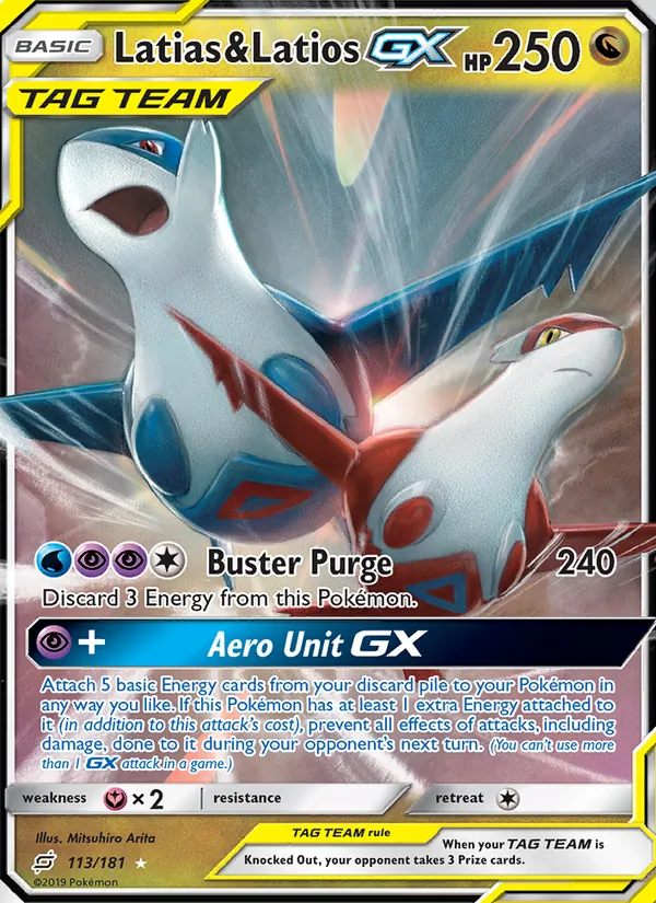 Latias & Latios GX card from Team Up, number 113/181