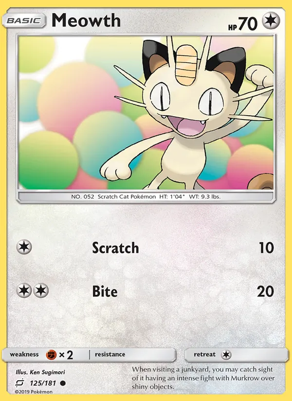 Kartu Meowth dari Team Up, nomor 125/181