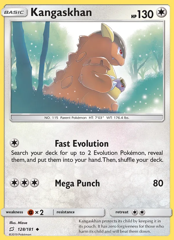 Kaart Kangaskhan uit Team Up, nummer 128/181