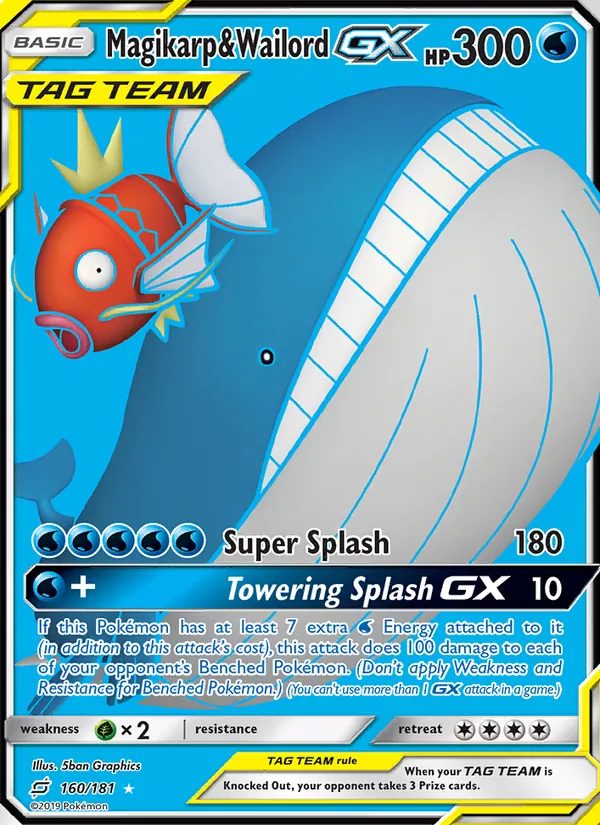 Magikarp & Wailord GX card from Team Up, number 160/181