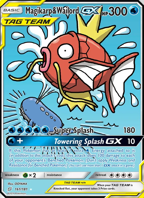 Magikarp & Wailord GX card from Team Up, number 161/181
