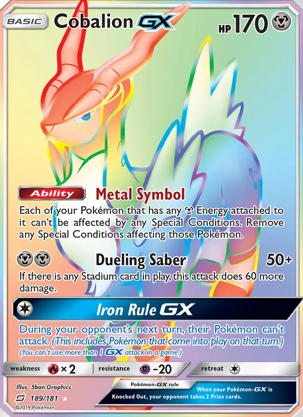 Cobalion GX card from Team Up, number 189/181