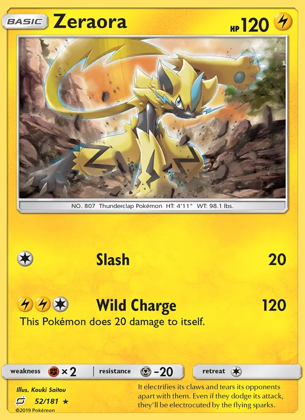 Kartu Zeraora dari Team Up, nomor 52/181