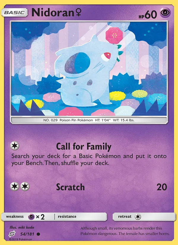 Nidoran♀ card from Team Up, number 54/181