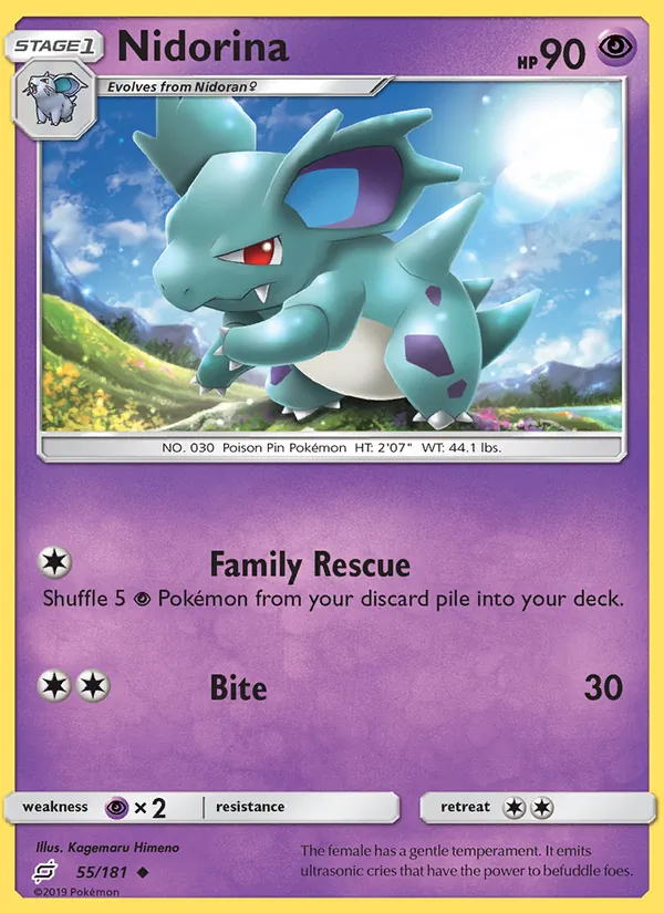 Kaart Nidorina uit Team Up, nummer 55/181