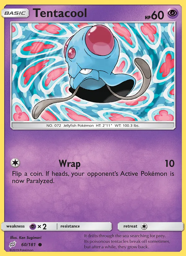 Kaart Tentacool uit Team Up, nummer 60/181
