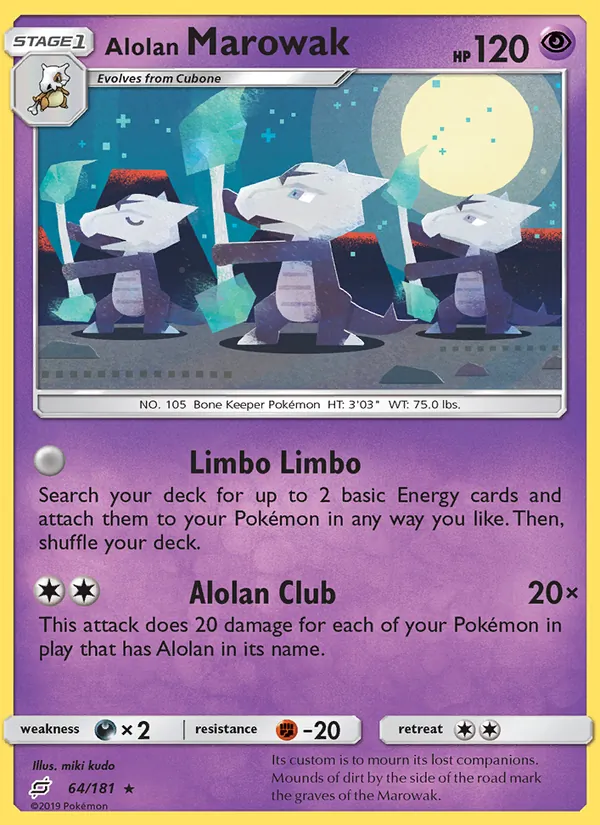 Alolan Marowak card from Team Up, number 64/181