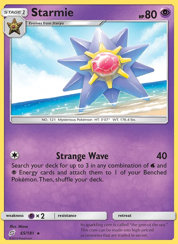 Kaart Starmie uit Team Up, nummer 65/181