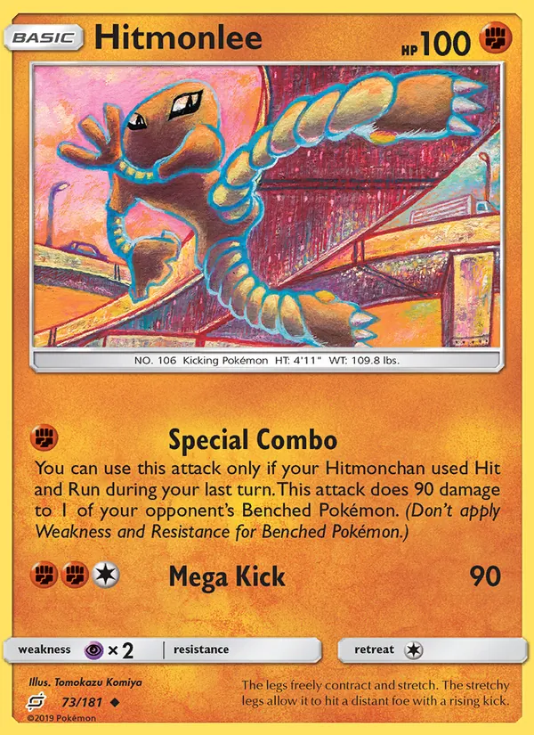 Kaart Hitmonlee uit Team Up, nummer 73/181