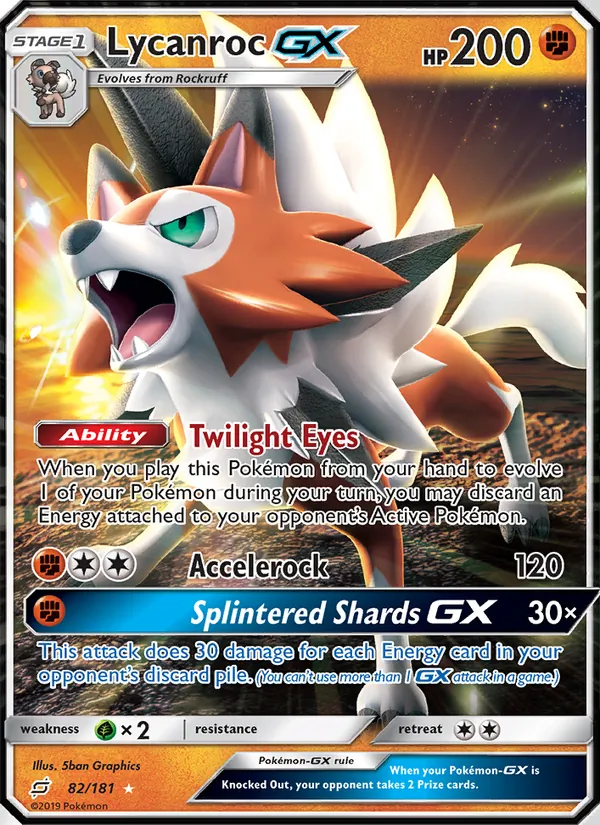 Kaart Lycanroc GX uit Team Up, nummer 82/181