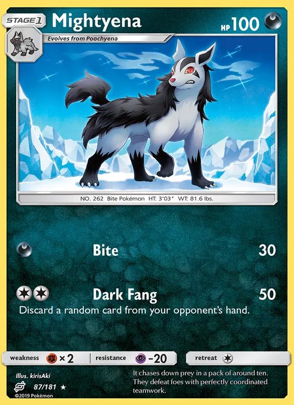 Kartu Mightyena dari Team Up, nomor 87/181