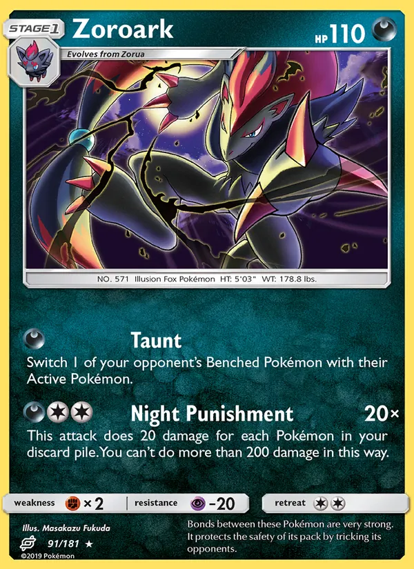 Kartu Zoroark dari Team Up, nomor 91/181