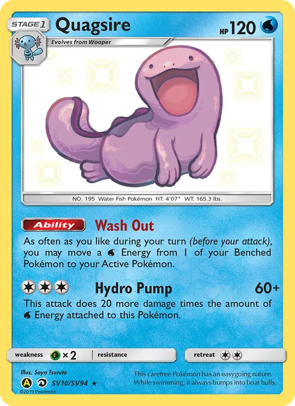Quagsire card from Hidden Fates Shiny Vault, number SV10/94
