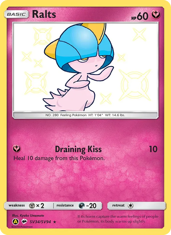Ralts card from Hidden Fates Shiny Vault, number SV34/94