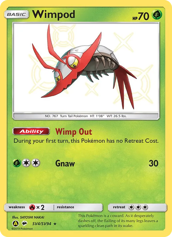 Wimpod card from Hidden Fates Shiny Vault, number SV4/94