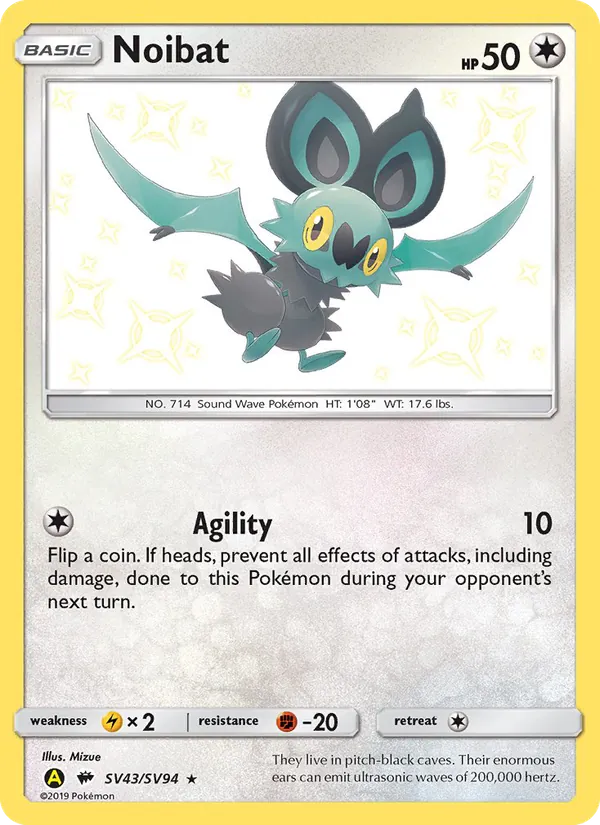 Noibat card from Hidden Fates Shiny Vault, number SV43/94