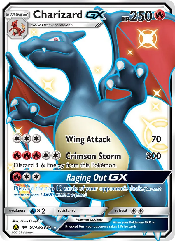 Charizard-GX card from Hidden Fates Shiny Vault, number SV49/94