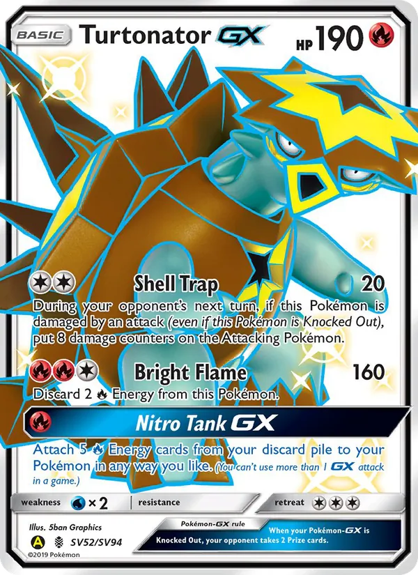 Turtonator-GX card from Hidden Fates Shiny Vault, number SV52/94