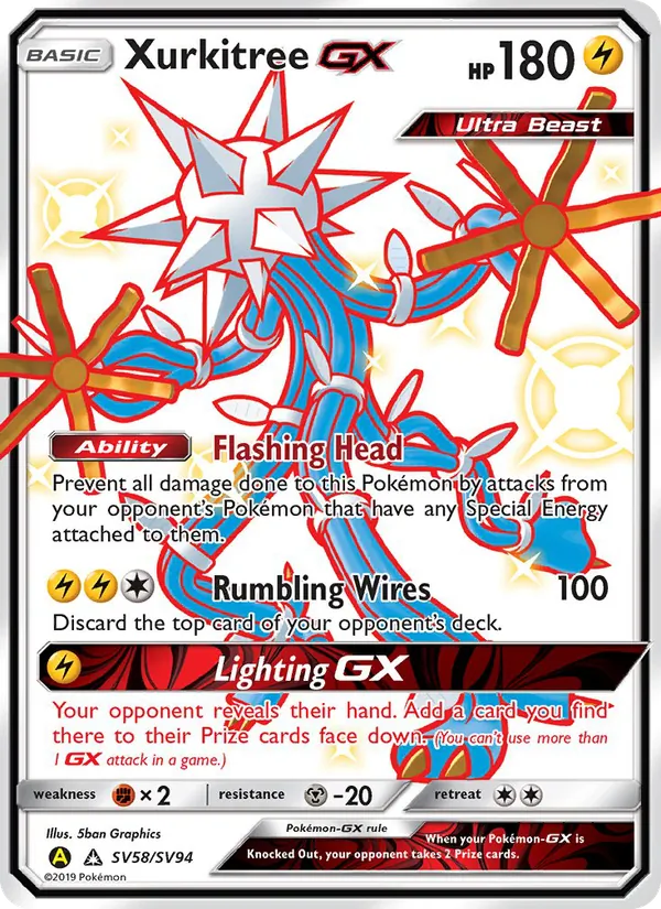 Xurkitree-GX card from Hidden Fates Shiny Vault, number SV58/94