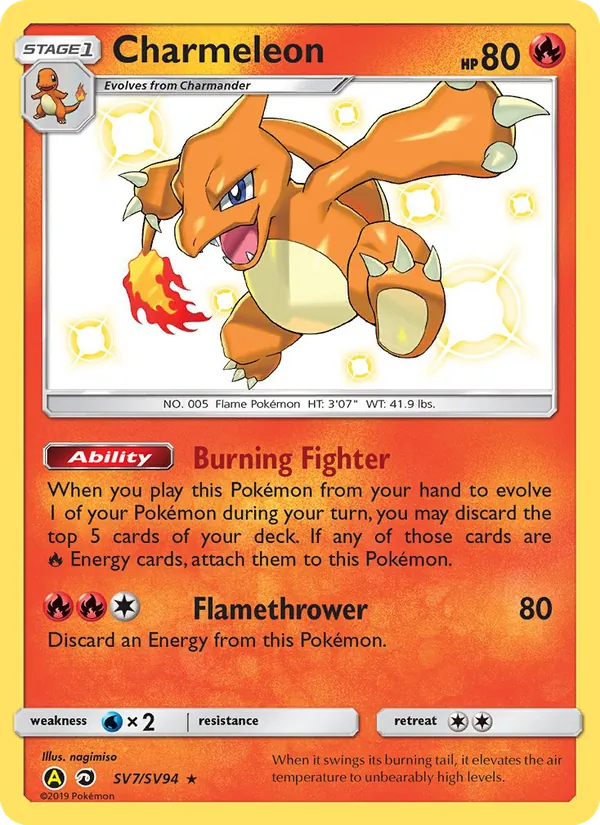 Charmeleon card from Hidden Fates Shiny Vault, number SV7/94