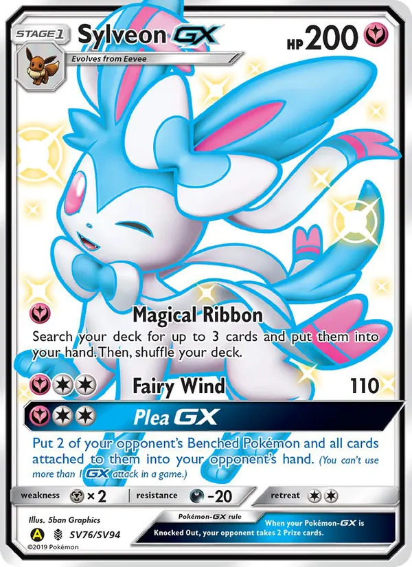 Sylveon-GX card from Hidden Fates Shiny Vault, number SV76/94
