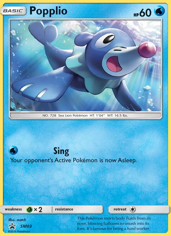 Kaart Popplio uit SM Black Star Promos, nummer SM03/248