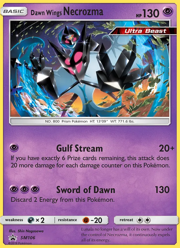 Kartu Dawn Wings Necrozma dari SM Black Star Promos, nomor SM106/248
