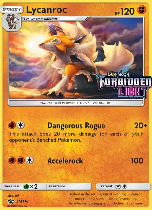 Lycanroc card from SM Black Star Promos, number SM118/248