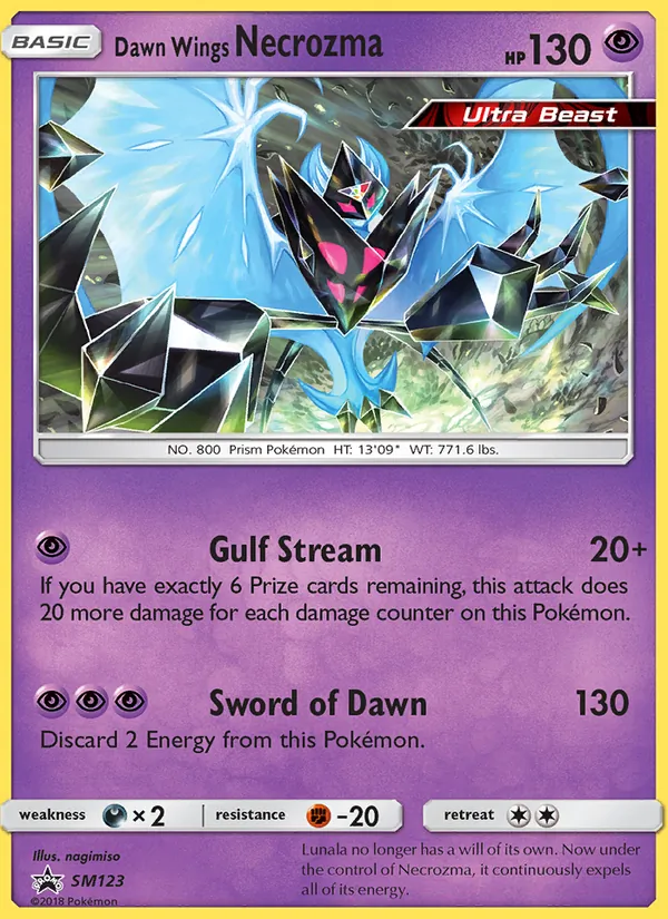 Kaart Dawn Wings Necrozma uit SM Black Star Promos, nummer SM123/248
