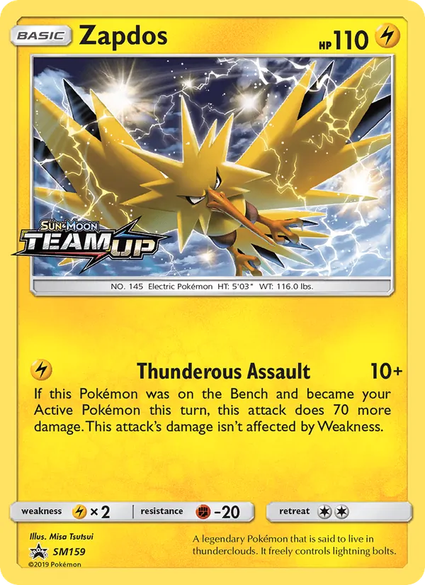 Zapdos card from SM Black Star Promos, number SM159/248
