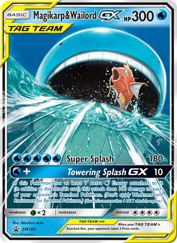 Magikarp & Wailord GX card from SM Black Star Promos, number SM166/248