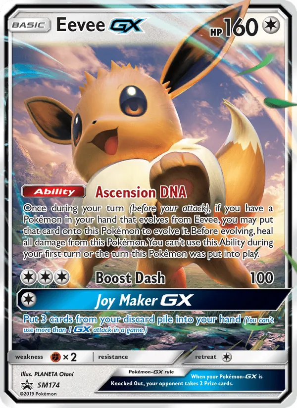 Kartu Eevee GX dari SM Black Star Promos, nomor SM174/248