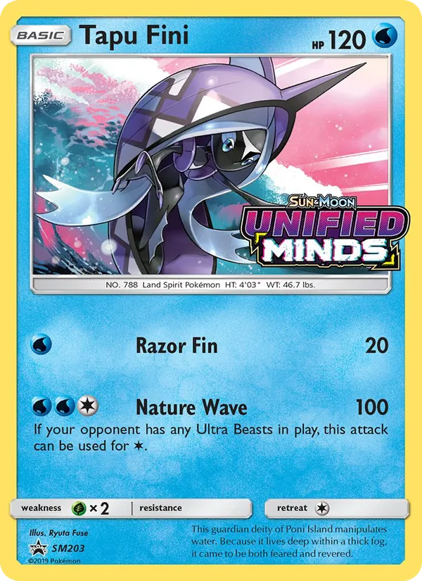 Tapu Fini card from SM Black Star Promos, number SM203/248