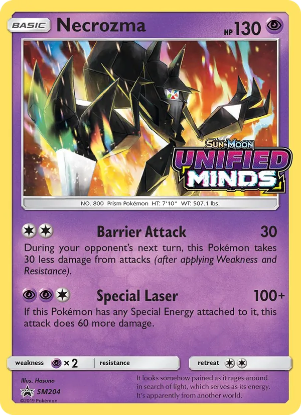 Necrozma card from SM Black Star Promos, number SM204/248