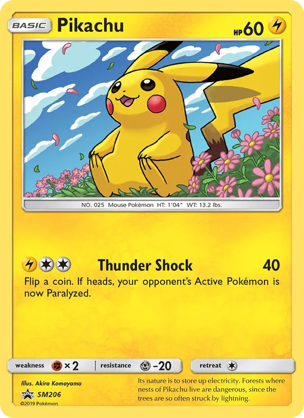 Pikachu card from SM Black Star Promos, number SM206/248
