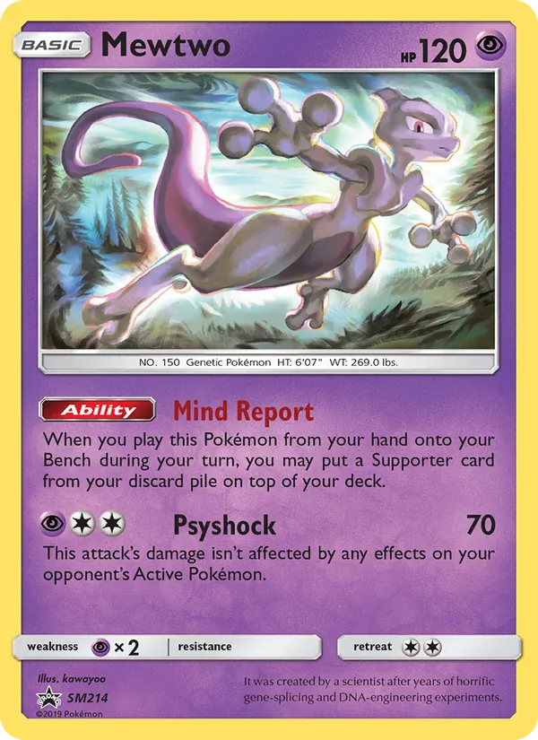 Mewtwo card from SM Black Star Promos, number SM214/248