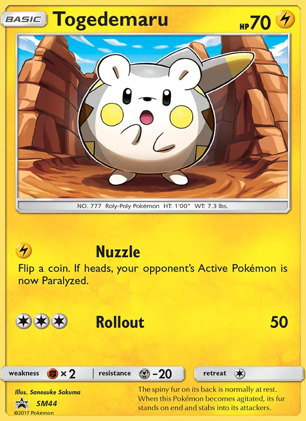 Togedemaru card from SM Black Star Promos, number SM44/248