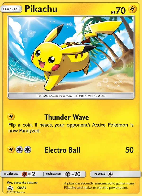 Kartu Pikachu dari SM Black Star Promos, nomor SM81/248