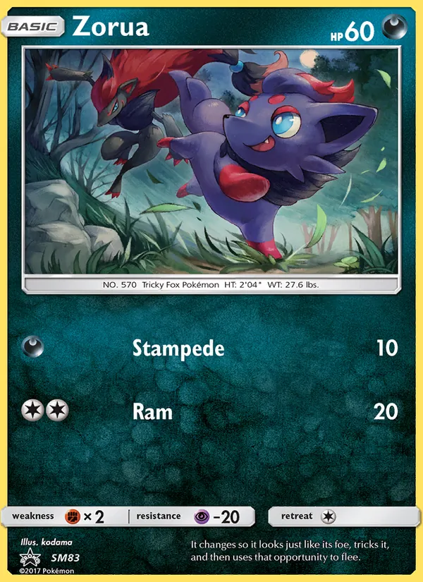Kartu Zorua dari SM Black Star Promos, nomor SM83/248
