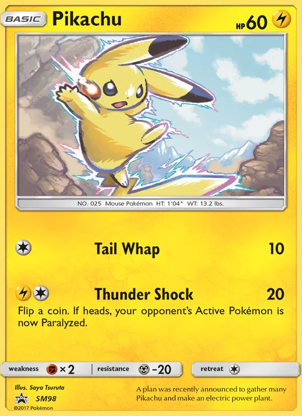 Pikachu card from SM Black Star Promos, number SM98/248