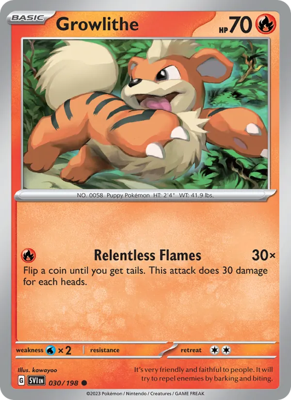 Kaart Growlithe uit Scarlet & Violet, nummer 030/198