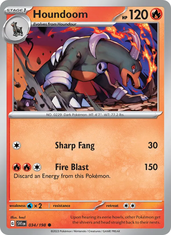 Kartu Houndoom dari Scarlet & Violet, nomor 034/198