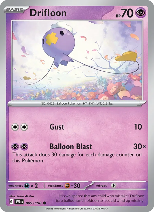 Kaart Drifloon uit Scarlet & Violet, nummer 089/198