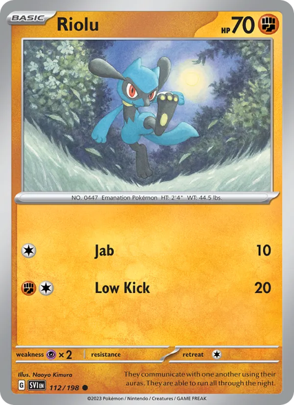 Kaart Riolu uit Scarlet & Violet, nummer 112/198