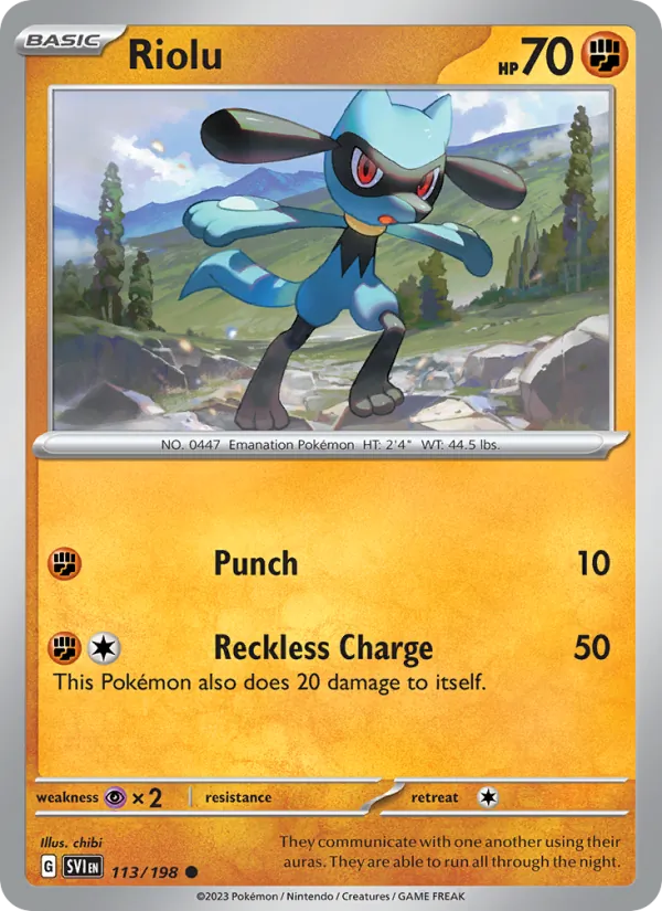 Kartu Riolu dari Scarlet & Violet, nomor 113/198