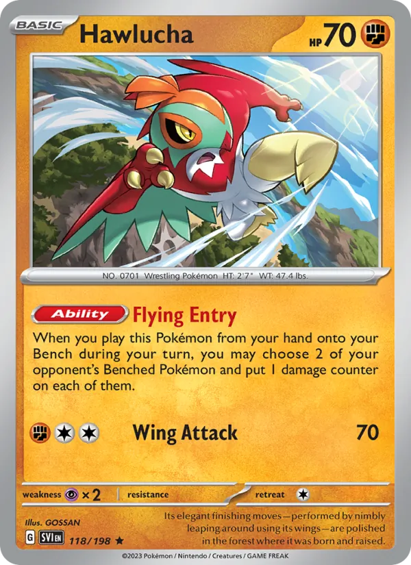 Kartu Hawlucha dari Scarlet & Violet, nomor 118/198