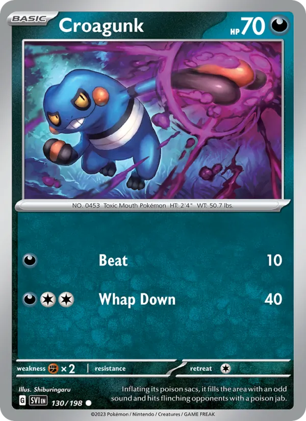 Kaart Croagunk uit Scarlet & Violet, nummer 130/198