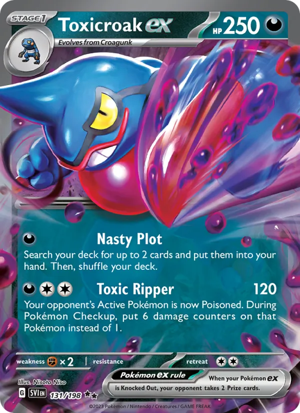 Kartu Toxicroak ex dari Scarlet & Violet, nomor 131/198