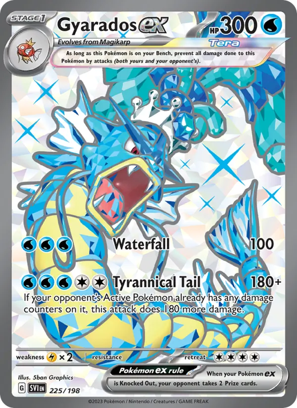 Gyarados ex card from Scarlet & Violet, number 225/198
